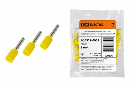 TDM ELECTRIC SQ0512-0002 Наконечник-гильза Е1008 1мм2 с изолированным фланцем (100шт) TDM